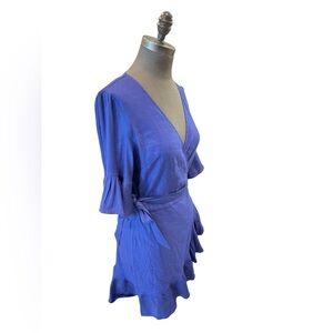 Bebe Linen Blend Wrap Mini Dress Medium NWT